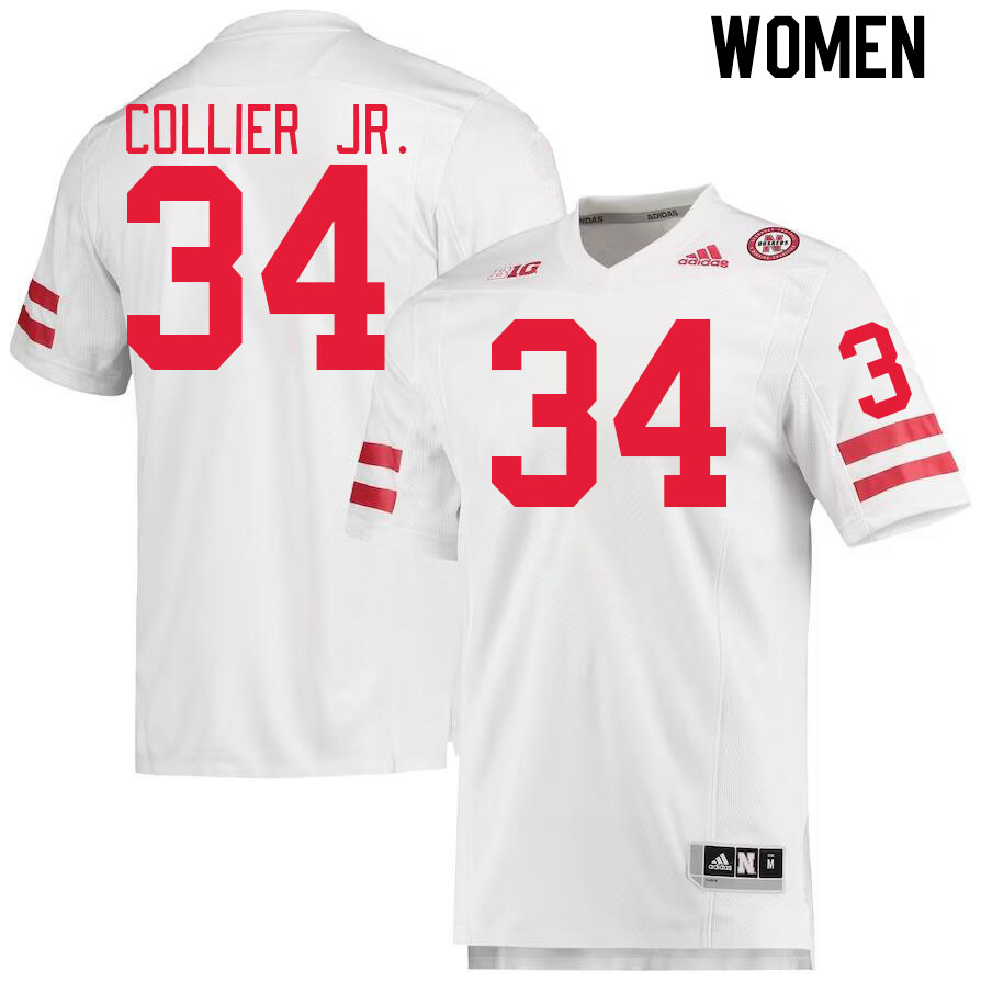 Women #34 Corey Collier Jr. Nebraska Cornhuskers College Football Jerseys Stitched Sale-White
